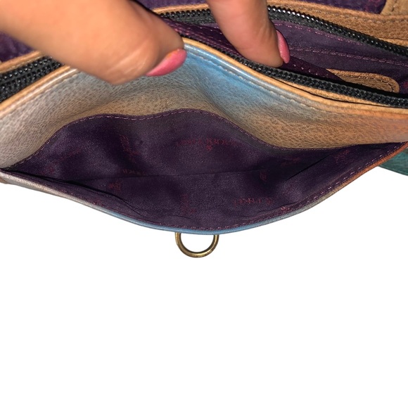 Anuschka Hand Painted Crossbody Saddle Bag Peacock Lily Purse - Picture 12 of 12